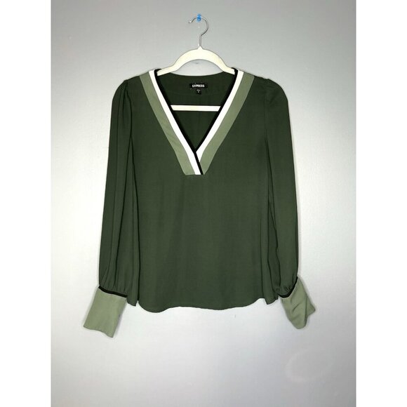 Express Chiffon Blouse Womens S Button Cuff Flowy Gorgeous Office Staple Career - Picture 9 of 10